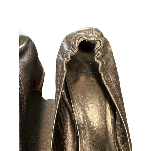 Tory Burch Black Office Work Leather Amy Mestico Banded Block Kitten Heel Size 7 - Picture 4 of 9